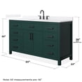 thumbnail image 4 of Beckett 60" Green Single Vanity & White Quartz Top (3-Hole) & Black Trim, 4 of 5