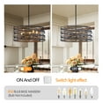 thumbnail image 6 of Farmhouse Drum Chandelier 5-Light Pendant Light, Black and Wood Finish, Adjustable Height for Dining Room, Kitchen Island, Foyer, 6 of 9