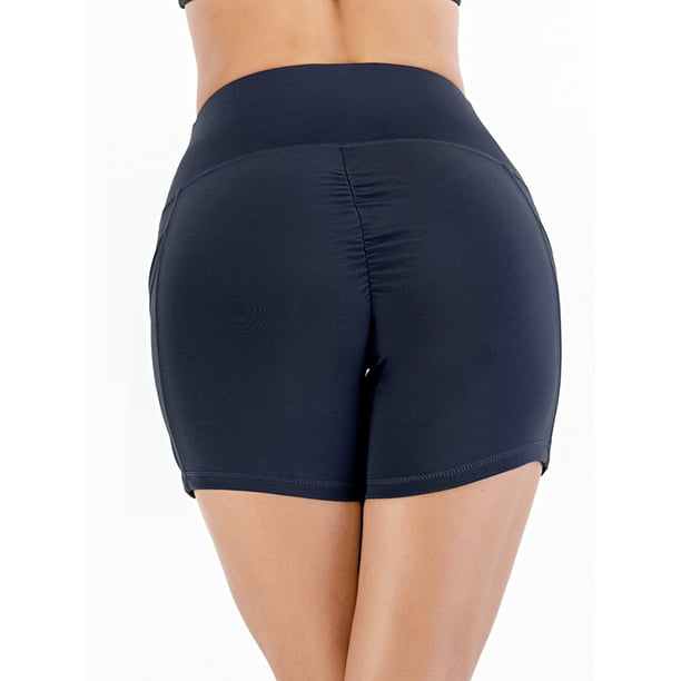 Moonker Womens Ruched Butt Lifting Gym Shorts High Waisted Booty