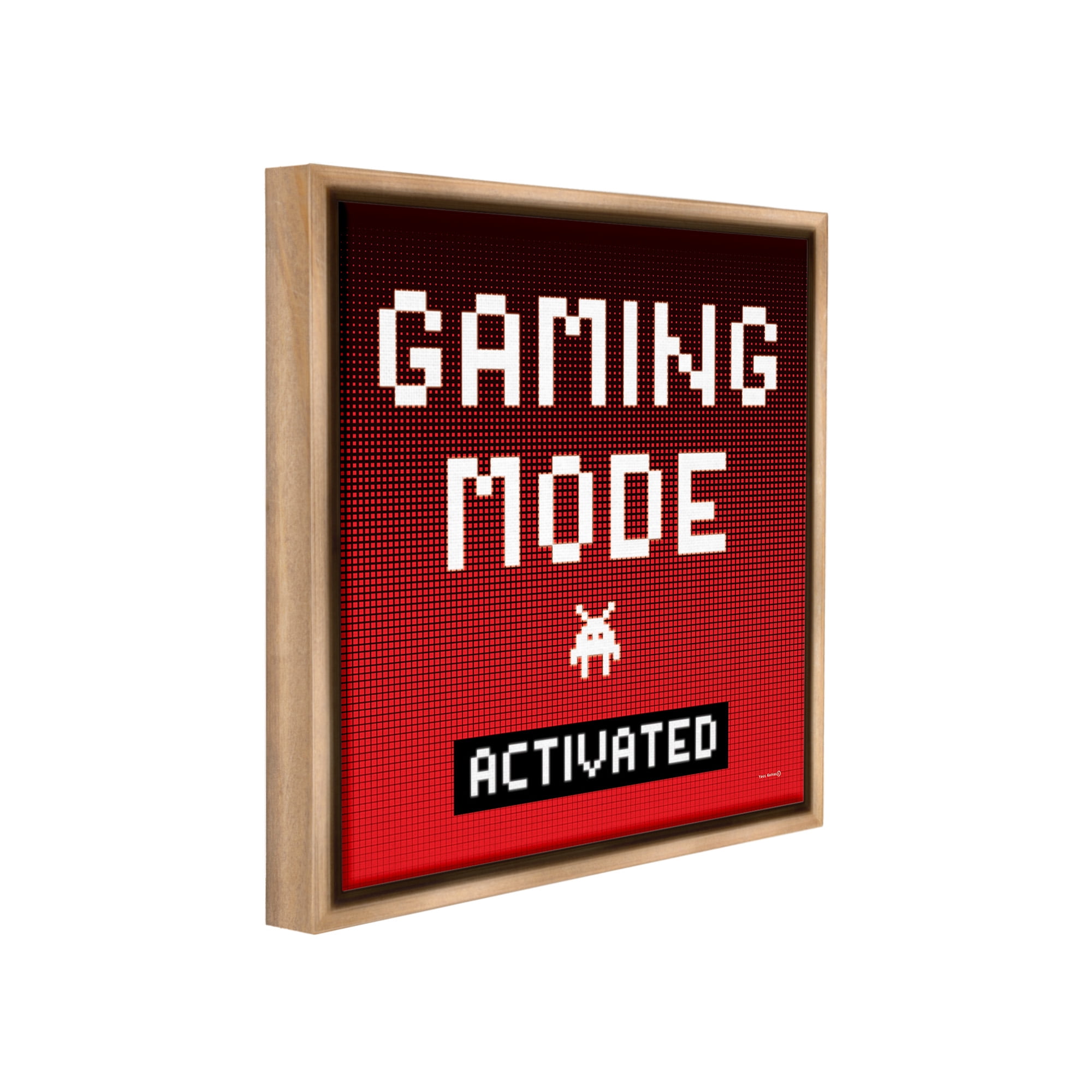 Stupell Industries Gaming Mode Activated Typography Painting Brown Floater Framed Canvas Art Print Wall Art, 25 x 25
