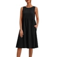 thumbnail image 2 of ClodeEU Women's Sleeveless Crew Neck Flowy Swing Dress,Casual Loose Fit Tunic Midi Dress with Pockets Black,Women's Plus L, 2 of 8