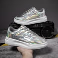 thumbnail image 3 of GLYGML Platform Sneakers Shiny Patent Leather Fashion Shoes with Thick White Sole for Street Style and Party Wear, 3 of 5