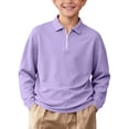 thumbnail image 3 of Boys and Girls 1/4 Zip Long Sleeve Polos Shirt Solid Color Pullover for School & Casual Wear (Sizes 3-15), 3 of 8