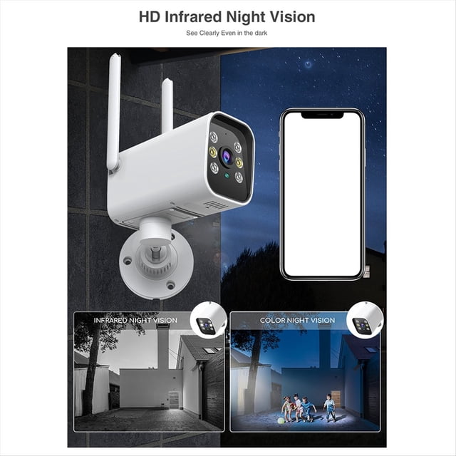 Cámara WiFi Inalámbrica 1080P Impermeable de 2,4 G para Exteriores, Videovigilancia, Seguridad y Protección.