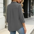 thumbnail image 4 of Maplenight Button Down Shirts for Women 3/4 Sleeve Collared Shirt with Pocket Relaxed Fit Work Office Business Casual Tops, 4 of 6