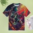 thumbnail image 4 of Astronauts Play Guitar in Space Women's T-Shirt Short Sleeve T Shirts Tops Tee Ladies Loose T, 4 of 6