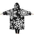thumbnail image 2 of Oversized Wearable Blanket Hoodie,Black Christmas Snowflake Pattern Sherpa Blanket Hoodie with Super Pockets,Super Warm Fuzzy Pullover for Women & Men, 2 of 6
