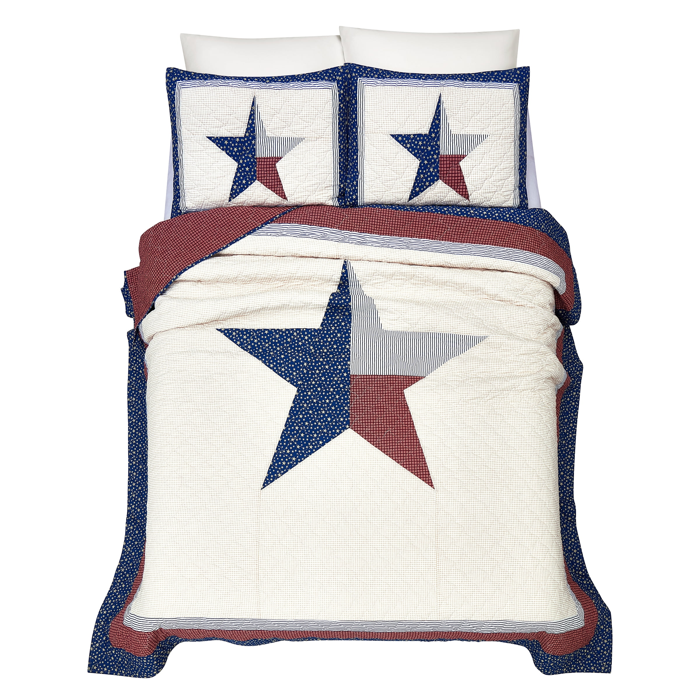 Modern Heirloom Texas Lonestar 3-Piece Quilt Set, Blue, Full/Queen