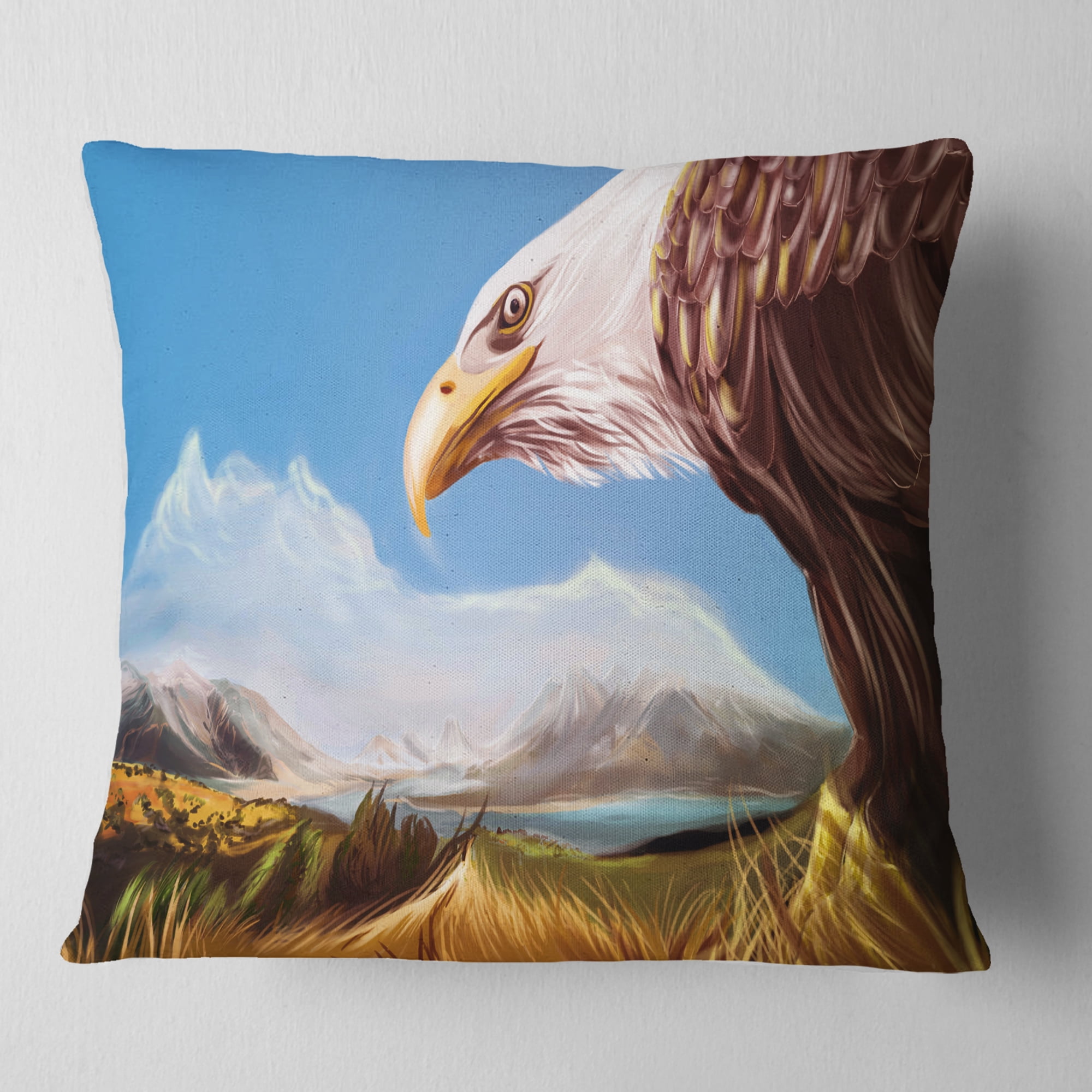 Designart Eagle Flying in Sky - Animal Throw Pillow - 18x18