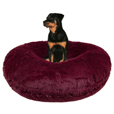 Bessie and Barnie Signature Rosewood Shag Extra Plush Faux Fur Bagel Pet/ Dog Bed