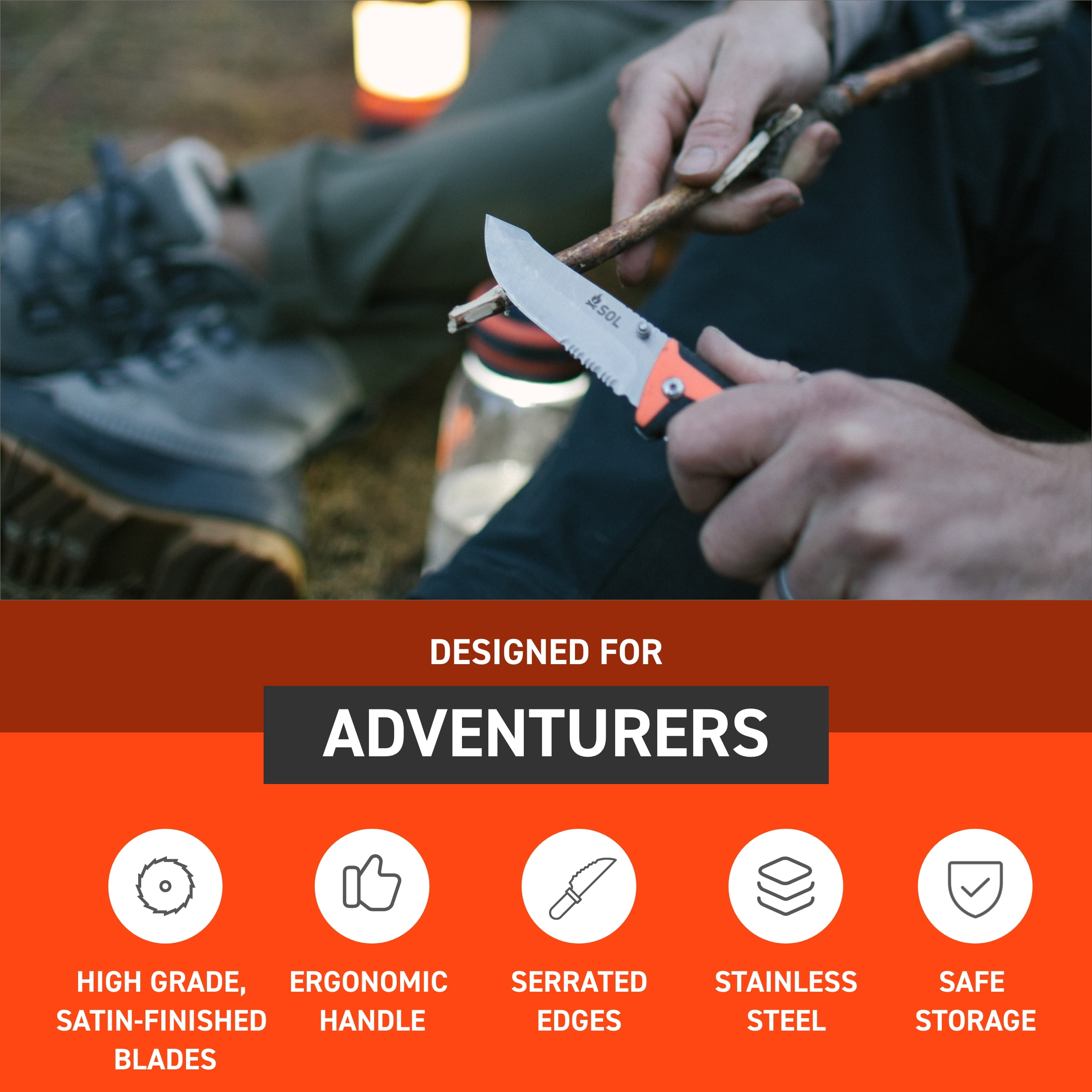 Survive Outdoors Longer Survival Stoke Folding Knife and Tinder Cord