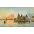 thumbnail image 2 of Alberto Prosdocimi 18x12 Gold Ornate Wood Frame and Double Matted Museum Art Print Titled - Boats in Front of Venice, in the Background S. Giorgio Maggiore, 2 of 4