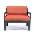 thumbnail image 3 of LeisureMod Chelsea Outdoor Patio Black Aluminum Armchairs With Cushions Set Of 2 in Orange, 3 of 6