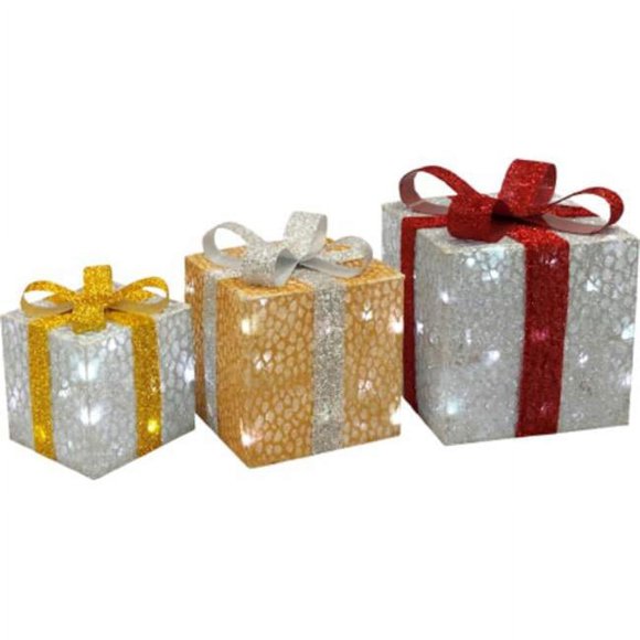 Brite Star Fabrication B103 4622475 Boîtes Cadeaux 3D Morphing Paillettes Tissées - Lot de 3