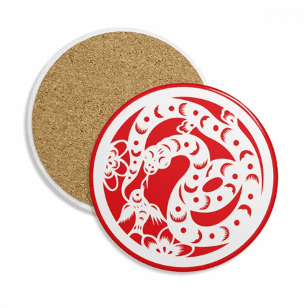 

Paper-cut Snake Animal China Zodiac Art Coaster Cup Mug Tabletop Protection Absorbent Stone