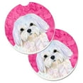 thumbnail image 1 of Pink Maltese Set of 2 Cup Holder Car Coaster, 1 of 1