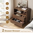 thumbnail image 3 of Aufeile Nightstand with Charging Station, Modern Curved Night Stand with 2 Drawers & Open Shelf, Wood Bedside Table for Bedroom, Wanlut, 3 of 9