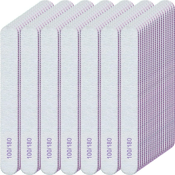 Limas de uñas Jutom, 200 unidades, láminas de esmeril de doble cara, grano 100/180