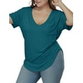 thumbnail image 5 of Gocolloa Womens Plus Size Tops Summer Basic Short Sleeve T-shirts Dressy Casual Loose Top Tee Azure Green 3X, 5 of 7