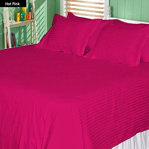 Fitted Sheet Combo Hot Pink Solid 100 Percent Cotton Super Soft 2-Pieces  Fitted Sheets with 12 Inches Pocket 450TC (Twin-XL, Hot Pink) 