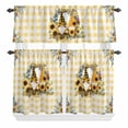 thumbnail image 2 of Kitchen Window Curtains Valance and Tier Set, Farm Watercolor Sweet Gnome Sunflower Rod Pocket Tier Curtain Valance Set, Rutic Buffalo Yellow Lattice Light Filtering Cafe Curtains for Bedroom, 2 of 9