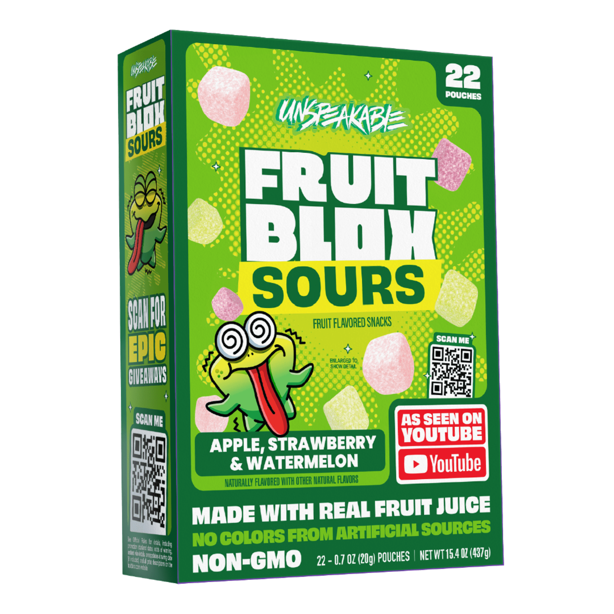 FruitBlox Unspeakable Sour Fruit Snacks, Apple Strawberry and