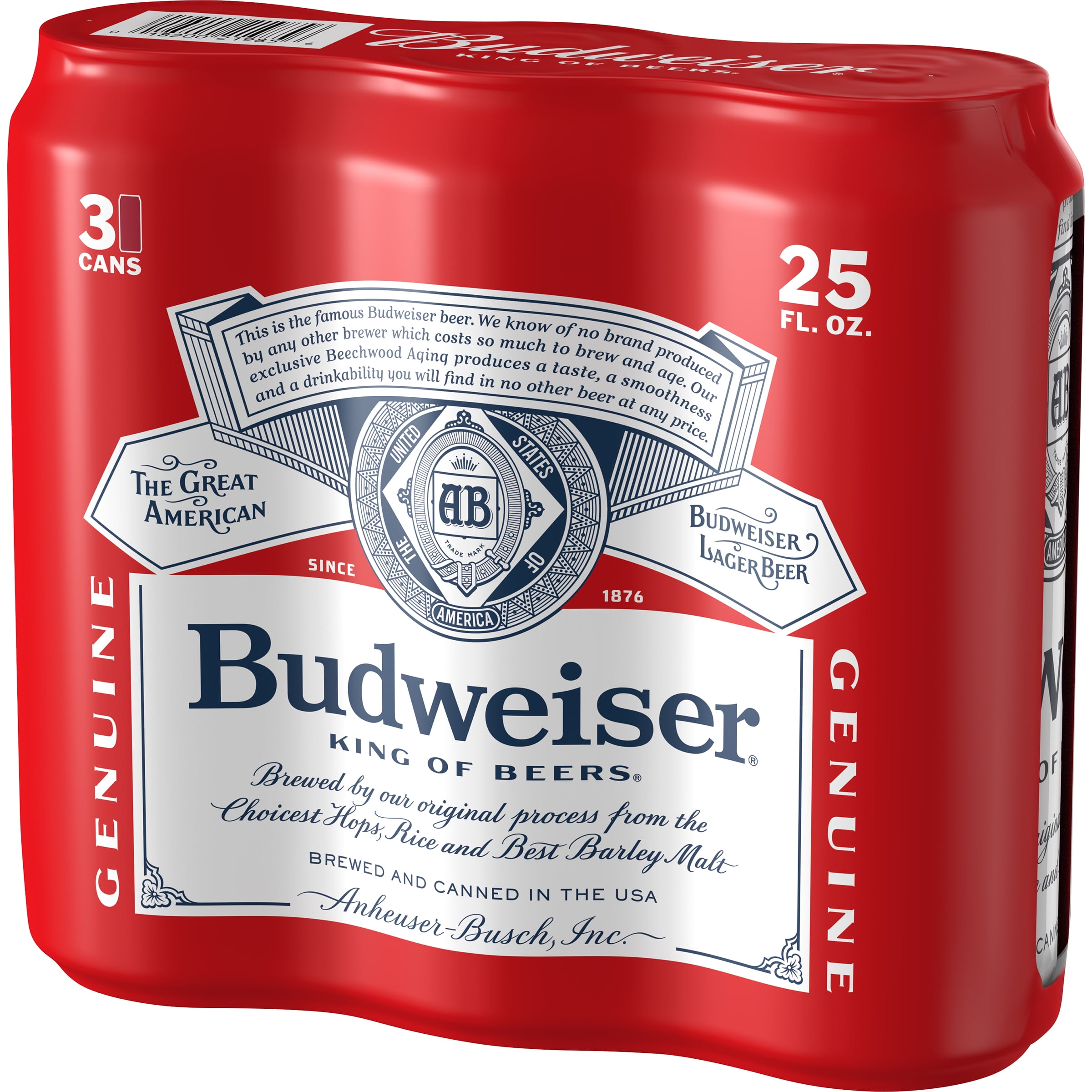 Budweiser Beer 3 Pack 25 Fl Oz Cans 5 Abv Walmart Com