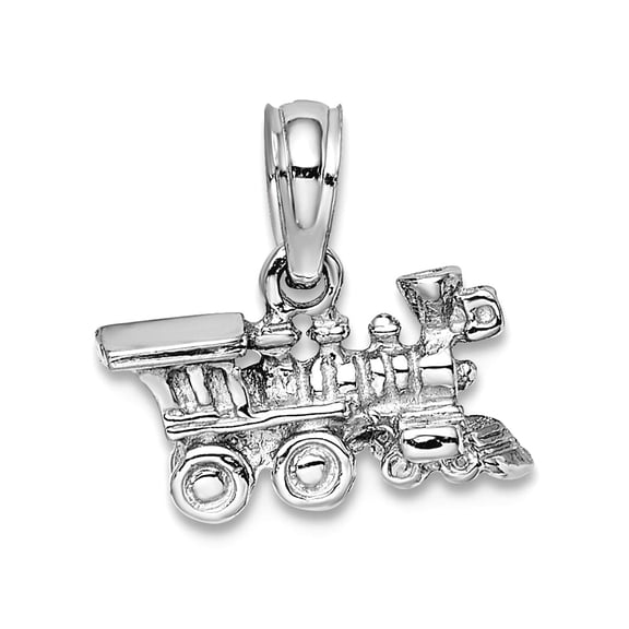 14k White Gold White 3-d Miniature Train Charm 6.25x12.1mm Wide 4.4mm Thick Pendant Necklace for Women