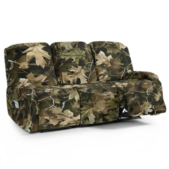 Xoenoiee Hunting Camo Forest Print Recliner Covers for 3 Seater Reclining Stretch Sofa Slipcover Soft Washable Furniture Protector for Dogs and Pets