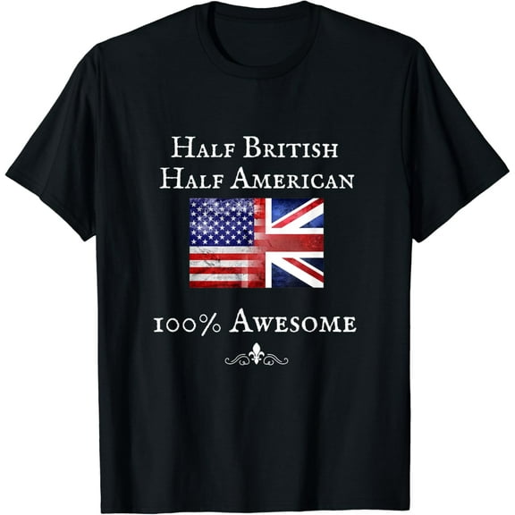 HALF BRITISH HALF AMERICAN, USA UK BRITAIN, UNION JACK FLAG T-Shirt mens t shirt，black，women，funny，misfits，men，journey