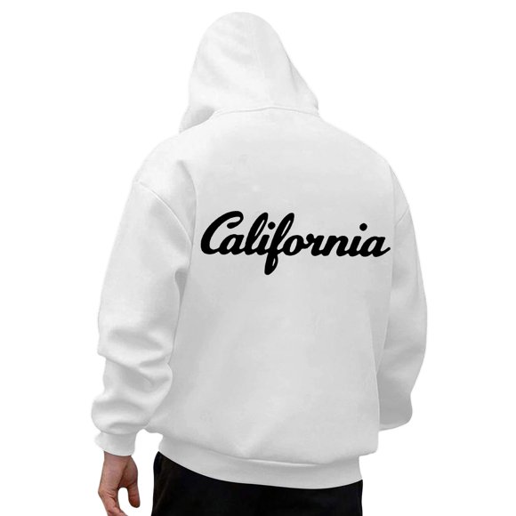 LUOGENLI Hoodies for Men Zip up Navy Blue Hooded Sweatshirt for Comfortable and Stylish Wear for Casual Outings Workout Sessions or Everyday Relaxation Hoodies for Men Graphic Funny White Size XL