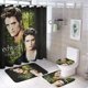 thumbnail image 1 of Crepúsculo-theme 4-Piece Shower Curtain Set with Rugs, Waterproof Bathroom Decor Set Includes Bath Mat, U-Shaped Rug, Toilet Lid Cover and Curtain with Hooks, 1 of 6