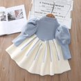 thumbnail image 4 of Vestido de princesa de lana con mangas abullonadas para mujer, otoño e invierno, vestido de cuello redondo de punto para niña pequeña, 4 of 6
