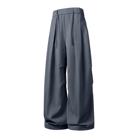 hotojiny Mens Golf Pants Classic Loose Fit Wide Leg Work Pants Casual Elastic Waist Stylish Pleated Dress Trousers S-3XL