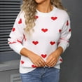 thumbnail image 6 of HOMBOM Fall Sweaters for Women Knit Winter Crew Neck White Xmas Heart Womens Tops Pullover, 6 of 9