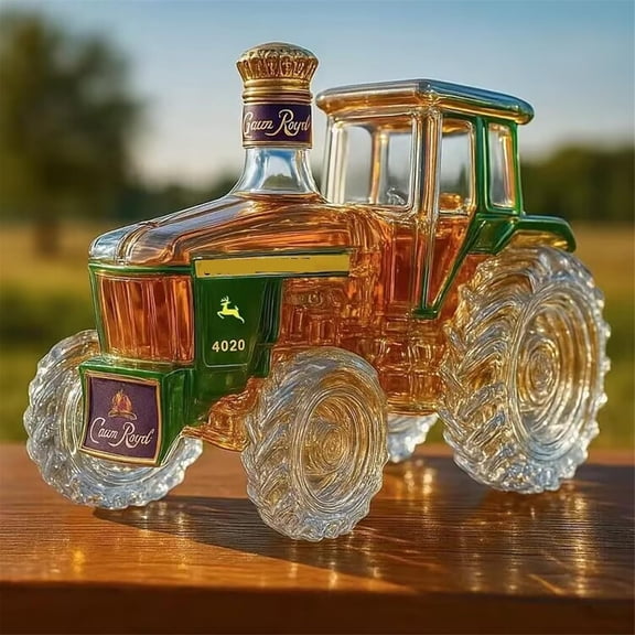 SQDWYGUO Decorative Whiskey Bottle - Glass Tractor Home Decor - Glass Liquor Bottle Tequila Decanter,Creative Leak-proof Empty Wine Bottle Dispenser,Green