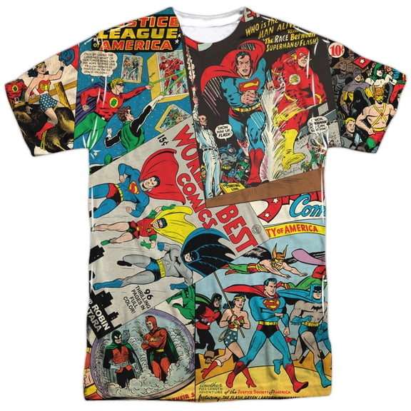 Justice League Classic Collage (Front Back Print) Mens Sublimation Polyester Shirt