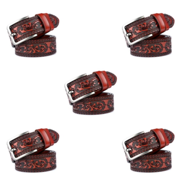 Thinsony Fashionable And Functional Fashion Printing Belt For Men Flexible And Smooth Red-Brown 105cm 5Set