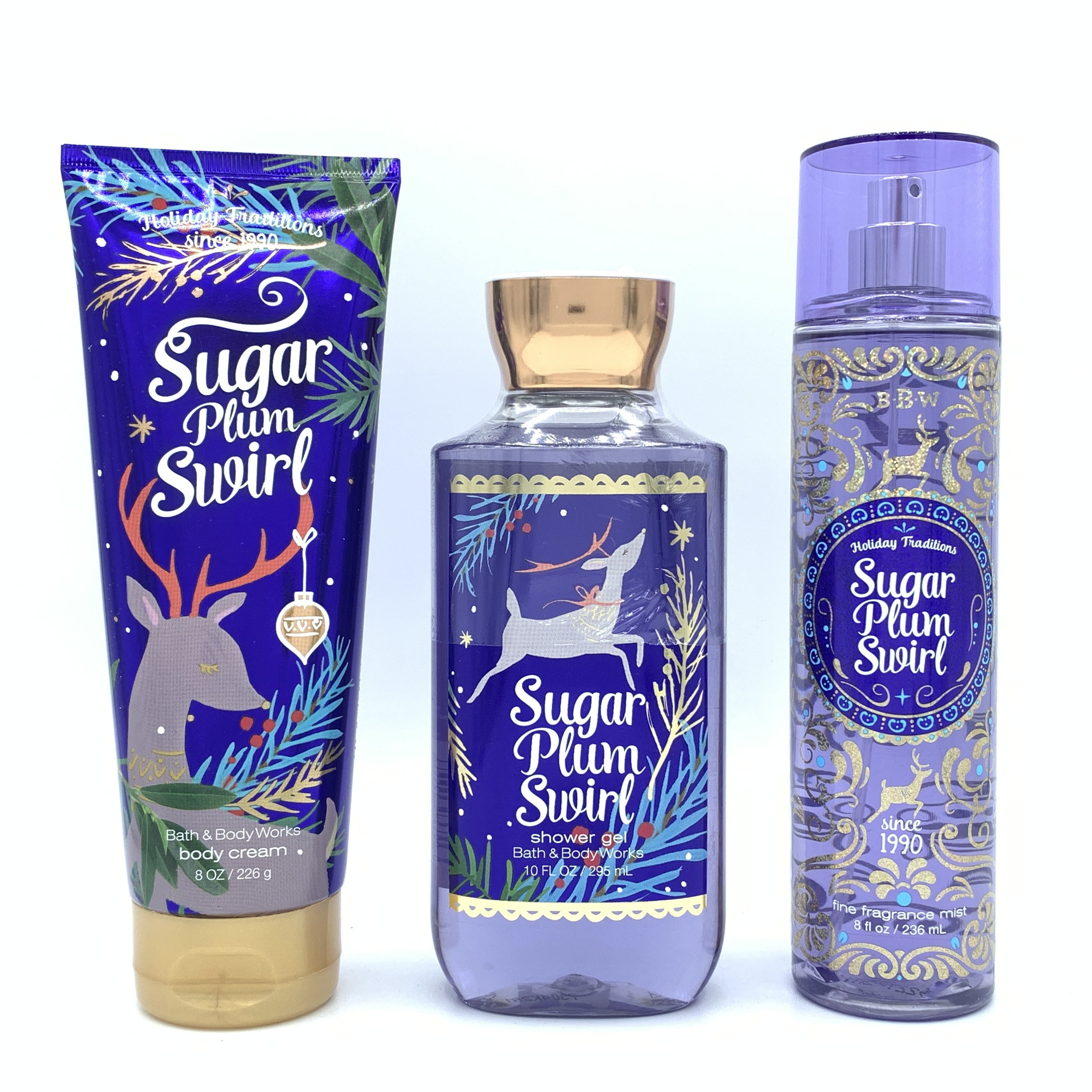 Bath And Body Works Sugar Plum Swirl Body Cream, Shower Gel And Fine ...