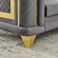 thumbnail image 4 of 2-Piece Velvet Sofa Set with Gold Trim & Embroidery, Mid-Century Modern Victorian Living Room Furniture, 89" 3-Seater & 69" Loveseat with Plush Tufted Cushions, Gray, 4 of 9