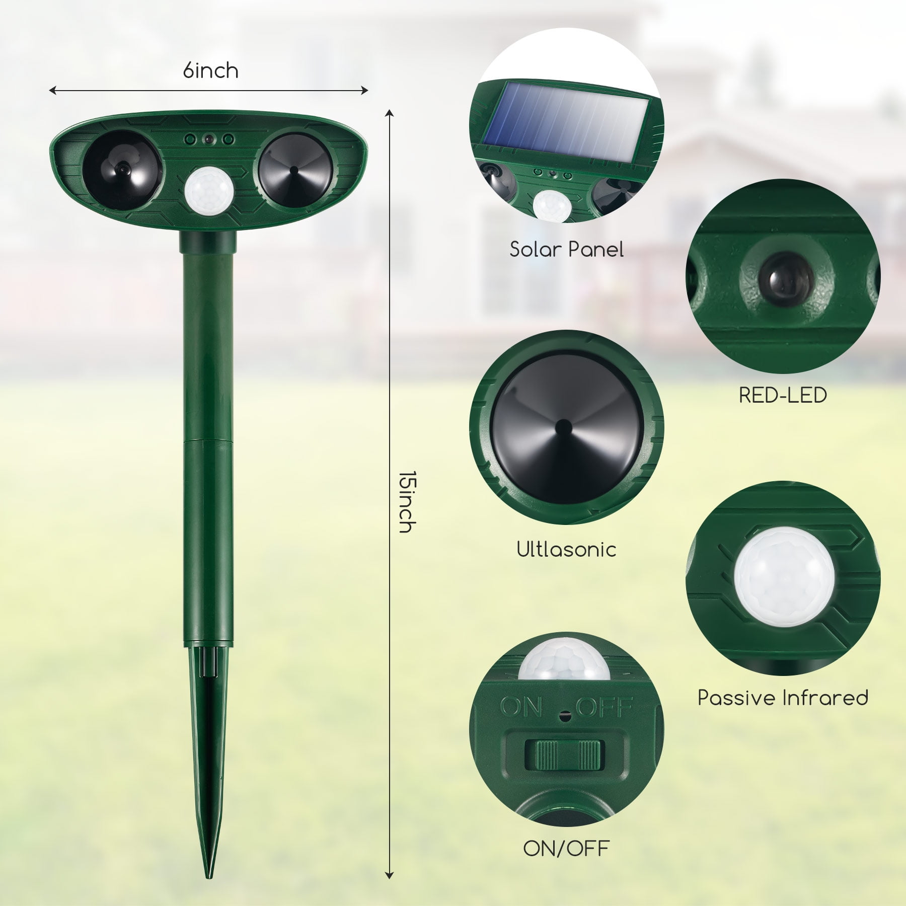 KingFurt 2 Pack Solar Animal Repeller,Ultrasonic Animal Repellent Outdoor with Motion Sensor Flashing Light Waterproof Animal Deterrent