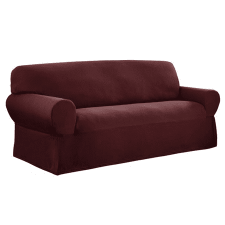 Mainstays Pixel 1-Piece Stretch Sofa Slipcover, Wine