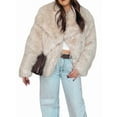 thumbnail image 2 of Women'S Faux Fur Coat Faux Fur Jacket Long Sleeve Lapel Winter Jackets Parka Short Coat Apricot Color XL, 2 of 9