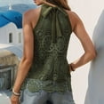 thumbnail image 5 of Undershirts for Women Womens Sleeveless Tops Lace Neck Blouse Solid Lace Crew Neck Tank Top Top for Women Clip Camisoles Women Top Women Casual Summer Shirts Women Dance Top, 5 of 8