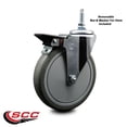 thumbnail image 2 of 6 Inch Gray Polyurethane 3/8 Inch Threaded Stem Caster with Brake, 2 of 2