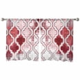 thumbnail image 2 of Red Morocco Semi Sheer Curtains 54 Inch Length 2 Panels Set, Rustic Country Smear Street Mottled Art Sheer Kitchen Curtain Privacy Voile Window Curtain for Living Room Bedroom Rod Pocket Drapes, 2 of 7
