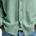 thumbnail image 7 of Lumtrix Mens Waffle Shirt Long Sleeve Button Down Casual Blouses Lightweight Tops Classic Tshirt for Men Light Green M, 7 of 7