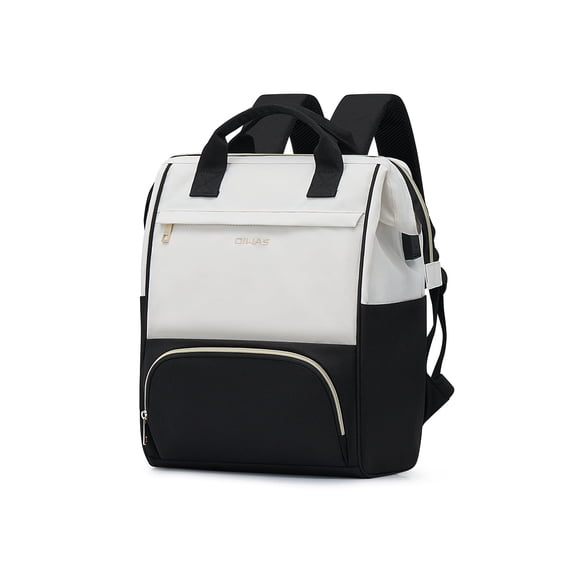 OIWAS Lunch Bag Laptop Backpack Insulated Cooler with USB Port for Men Women, Fits 15.6 inch Laptop, White
