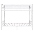 thumbnail image 3 of White Twin Bunk Bed Square Tube High Guardrail Side Ladder Opening Iron Bed, 3 of 11