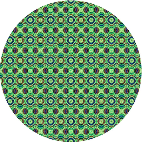 Ahgly Company Indoor Round Patterned Nebula Green Area Rugs, 8' Round
